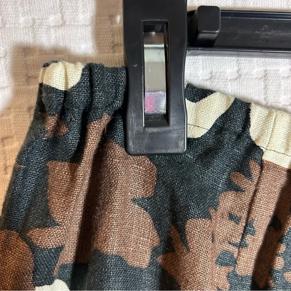 Cali Cali 100% Linen Cargo Wide Leg Style Floral Crop Pants Brown Multi Size M - Picture 6 of 10